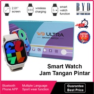 Jam Tangan Pintar Smart Watch 2 inch Bluetooth Wireless Charging Game Smartwatch Calculator W9 Ultra