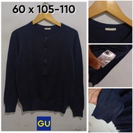 GU Cardigan By UNI Navy O Neck Size L Knit Cardigan Outer G010