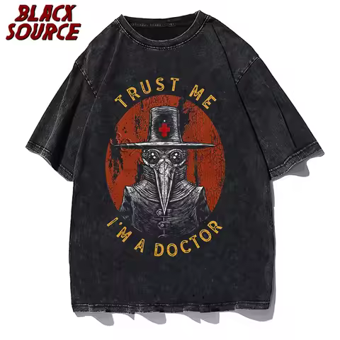 Humor Trust Me I'm A Doctor T Shirt Men Cotton Funny Harajuku T-shirt Short Sleeves Halloween Plague