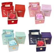 [Lapurer]Rose Ring Box Rotates 360° Velvet Jewelry Box Eternal Rose Box Valentine's Day Mother's Day