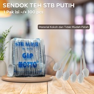 BK888 [1 PACK 100PCS] PUDDING SPOON JELLY SPOON/ SUPER MILK WHITE STB SPOON/ CONTENTS 100PCS