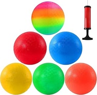 PLMMOUT Pack of 6 Bouncy Kickball, PVC Children's Play Ball, Multicoloured Rainbow Ball, Rainbow Pla
