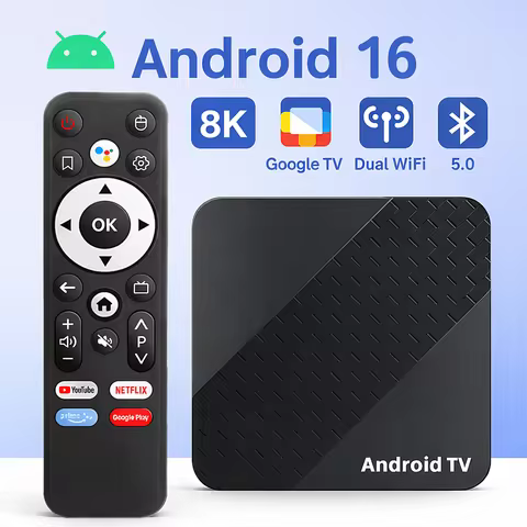 Android 16.0 Smart TV Box 8K HDR Set Top Box IPTV 1080P Dual WiFi BT5.0 Streaming Media Player Googl