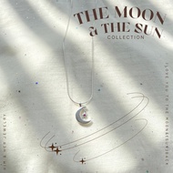 THE MOOn & THE SUN ️ 925 Sterling Silver Necklace With Star And Pendant With Pink Gems Good Meaning