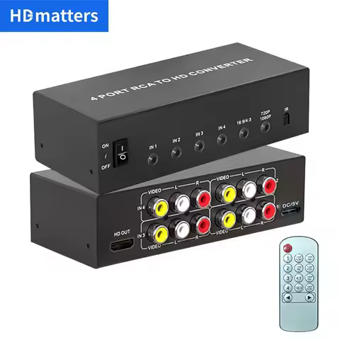 RCA to HDMI 1080P Converter Switch 4 in 1 out Composite AV to HDMI Scaler Switch converter with Remo