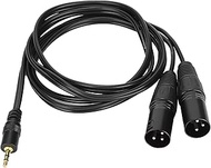 Dual XLR Male to 3.5mm 1/8inch Male Cable Oxygen?Free Copper Unbalanced Y?Splitter Cord, Length 1.5m