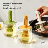 CMinYP Telescopic Oil Brush Bottle, Glass Oil Bottle, Kitchen Baking Oil Brush, Outdoor Barbecue Oil