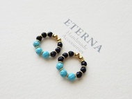 綠松石與藍砂石圈式耳夾
