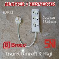 BROCO Kaki 3 ADAPTER KONVERTER TRAVEL Arab Saudi UMROH Colokan Listrik / Adaptor Kaki 3 untuk Travel