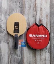 Sanwei Alpha carbon +BONUS COVER kayu blade bat bet pingpong tenis meja