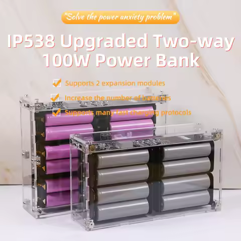 24 Cell DIY IP5389 Two-way Upgraded Acrylic No Welding No Battery 100W 120W 120000mah Power Bank Cas