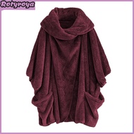 Women Winter Sweatshirt with Pockets Double-sided Velvet Baggy Irregular Large Turn-down Collar Soli