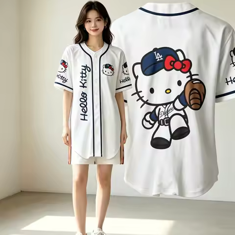 Hot Sale Hello Kitty Sanrio 3D Printed Casual Dress Summer Loose Breathable dress