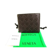 Authentic BOTTEGA VENETA Dark Brown Leather Bifold Wallet Compact Wallet #9582  Pre-owned