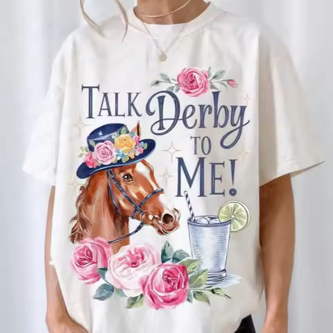 Talk Derby To Me 2026 Horse Race Man's Women's Shirt Funny Trendy Harajuku Racing Horse Tee Race Wee