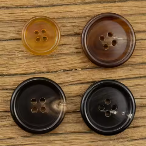 10Pcs 15-25mm Thickened fine edged four eyed black coffee button suit jacket woolen windbreaker real