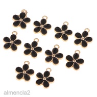 10PCS 5 Colors Enamel Beads Flower Pendant Charms Craft DIY Jewelry Findings