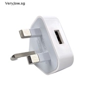 [VeryJow] Mobile Phone Charger Universal Portable 3 Pin USB Charger UK Plug  With 1 USB Ports Travel Charging Device Wall Charger Travel Fast Charging Adapter [SG]