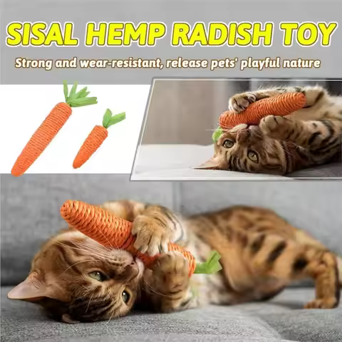 1/2pcs Cat Chew Toys Carrot Shapes Cat Rope Toys with Sounding Parcels Interactive Cat Toys for Indo