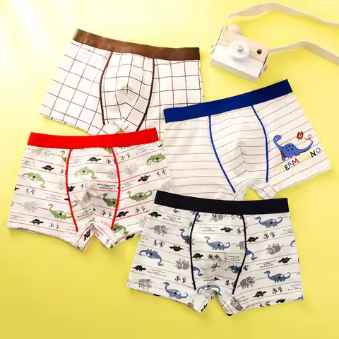 4pcs Boys Underwear 2-14 Year Old Student Cartoon Underwear Kid Flat Angle Underwear Pure Cotton Chi