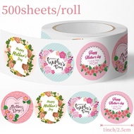 happy Mother's Day Stickers 500 Pieces 2.5 Cm Roll Thank You Sticker