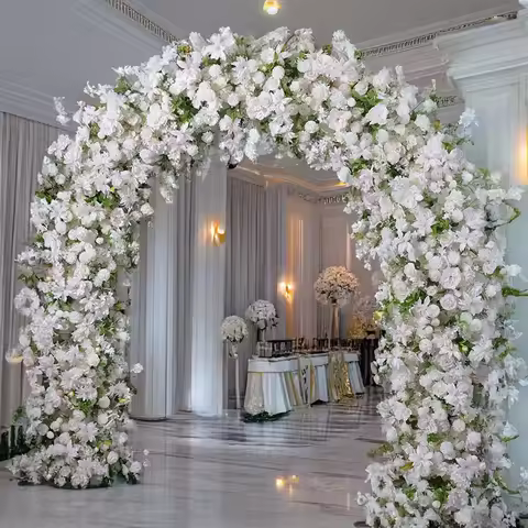 2.3M Artificial White Rose U-shaped Arch Floral Arrangement Wedding Decoration Flower Arrangement Sh