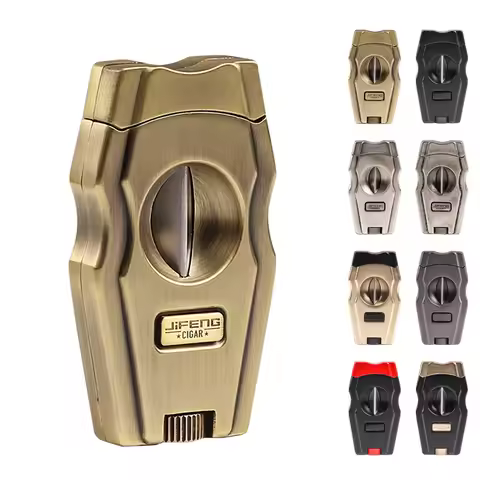 Stainless Steel V-Cut Cigar Cutter W/Cigar Puncher Cigar Punch Cigar Holder Gift Box