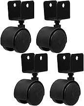 KALLORY 4pcs 1.5-inch U Clamp Bracket Mini Caster Wheels for Furniture Small Office Chair Castors Un