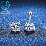 1CT genuine GRA moissanite earrings, fashionable screw four claw S925 silver women's diamond earring