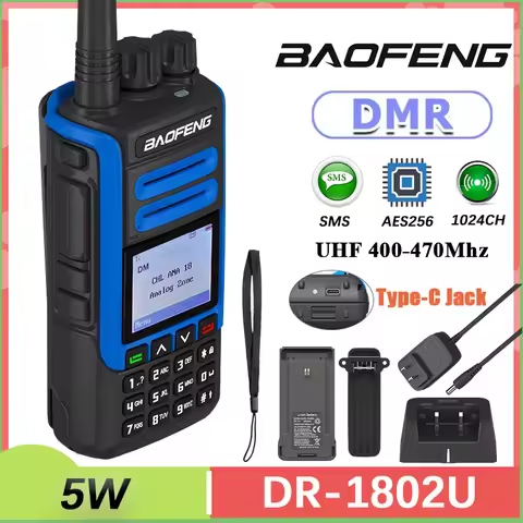 Baofeng DR-1802U Walkie Talkie USB-C Charger DMR Digital Radio UHF 400-470MHz AES256 Encryption High