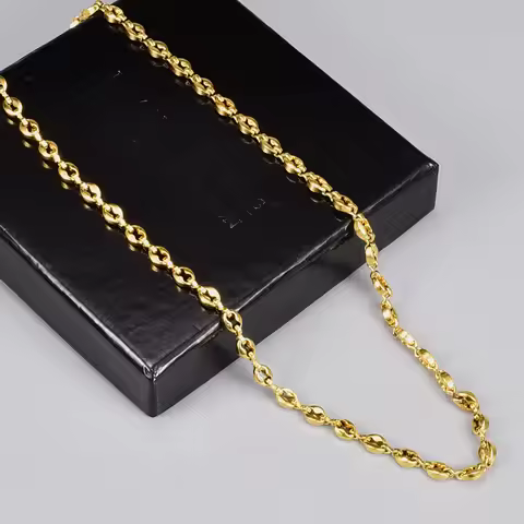 L200 French Ins-style oval pig nose coffee bean necklace, simple stainless steel plated with 18K gol