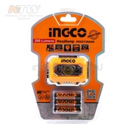 INGCO ( HHL013AAA2 ) ไฟฉายคาดหัว LED (สินค้าพร้อมจัดส่งทันที) ความสว่างสูงสุด 180 ลูเมน ความสว่างต่ำ