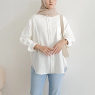 #3021 baju muslimah plus size lengan panjang crop top for women kemeja perempuan outfit wanita baggy