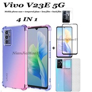 (4in1) เหมาะสำหรับ Vivo V23e 5G V21 V21E V20 V19 Neo Anti-Drop สีโทรศัพท์กรณี + หน้าจอ + ฟิล์ม + ฟิล์ม