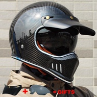 Men's Motorcycle Helmet 3C &amp; Dot Certification Motorcycle Full Face Helmet Moto Helmet Carbon Fiber Helmet Retro Cycling Helmets