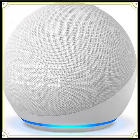 Smart Speaker with Clock Display | Echo Dot 5th & 4th Generation Alexa Voice Assistant Combo