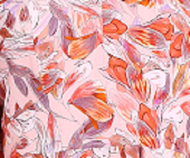 DRESS 6204D - ชุดเดรสคอวี แขนยาว ลายพิมพ์ใบไม้หลากสี