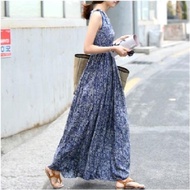Sleeveless floral dress bohemian style long dress