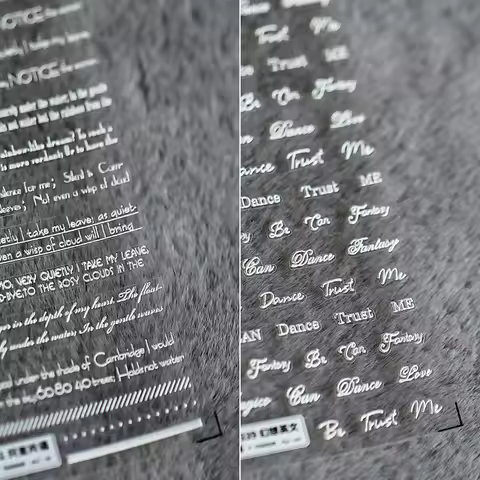 5D Realistic Relief White Various Font Pop English Letter Words Adheisve Nail Art Stickers Decals Ma