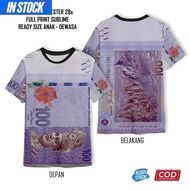 RM100 2026 Banknote Sublimation Full Print Tshirt | Casual Style Unisex Viral Money Pattern Short Sl