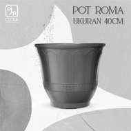 CJP Kiara - Pot Bunga Tanaman Plastik Motif Roma - Hitam (20 - 40 cm)