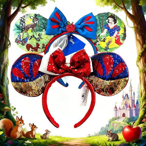 Disney Mickey Mouse Headbands Snow White Forest Little Animals Apple Headband Birthday Party Hallowe
