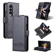 Ốp Dạng Ví Da PU Cho Samsung Galaxy Z Fold3 Fold4 Ốp Chống Sốc Mềm GalaxyZ Fold 3 4 Ốp Bảo Vệ Có Khe