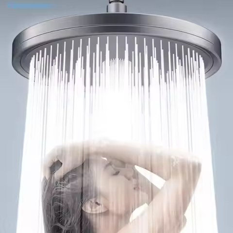 9 Inch Big Panel Large Flow Rainfall Shower Heads 6 Modes Showerhead High Pressure Top Rain Shower F