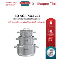 SUNHOUSE HEALTHY SHG605 304 Stainless Steel Pot Set, High quality 304 stainless steel pot, Stainless
