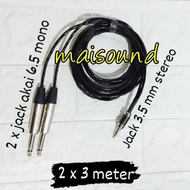 Kabel Canare Jack 3.5 Mm Stereo To Jack Akai 6.5 Mono 2 X 3 M Kecil