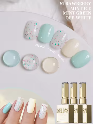 3Pcs 15ML Mint Green white Nail Gel Set Semi Permanent Nail Art Soaking UV LED Nail Salon DIY Nail S
