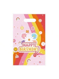 10入組雙面彩色向日葵菊花彩虹印刷禮物袋,適用於生日派對,節日,糖果,巧克力,餅乾,婚禮,兒童派對,禮物袋,派對裝飾