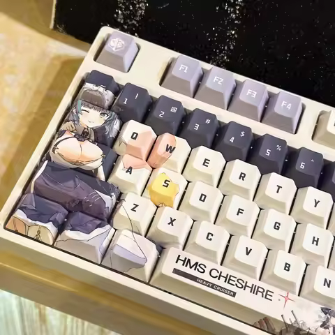 Azur Lane Theme Keycap Set 130Keys PBT Custom Cute Cheshire Cat Cherry Profile KeyCap for Mechanical