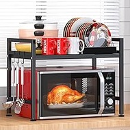 PUSDON Extendable Microwave Oven Rack, Adjustable Microwave/Toaster Shelf Heavy Duty Stand Kitchen C